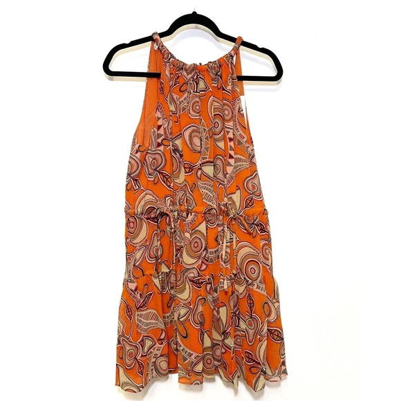 NWT A.L.C. Bella Silk Mini Dress - Floral Halter Pleated Dress - Tropical Resort - Picture 3 of 11